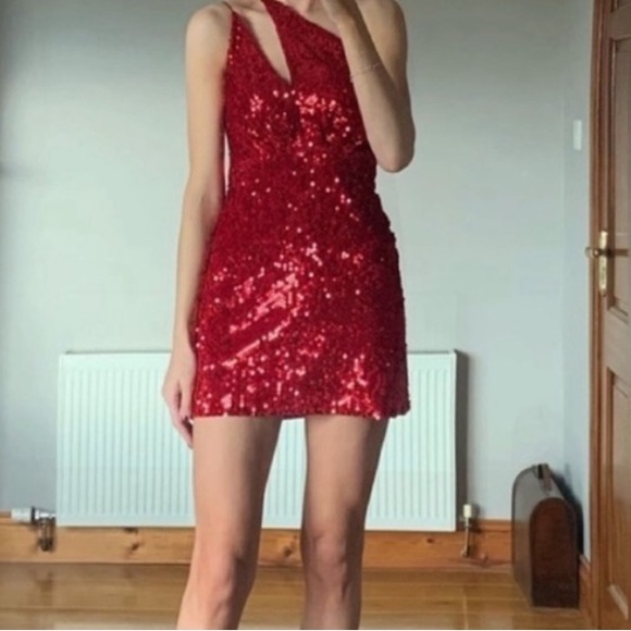 Zara Bloggers favorite Dresss NWT S Christmas Dress Sequin - Picture 6 of 7